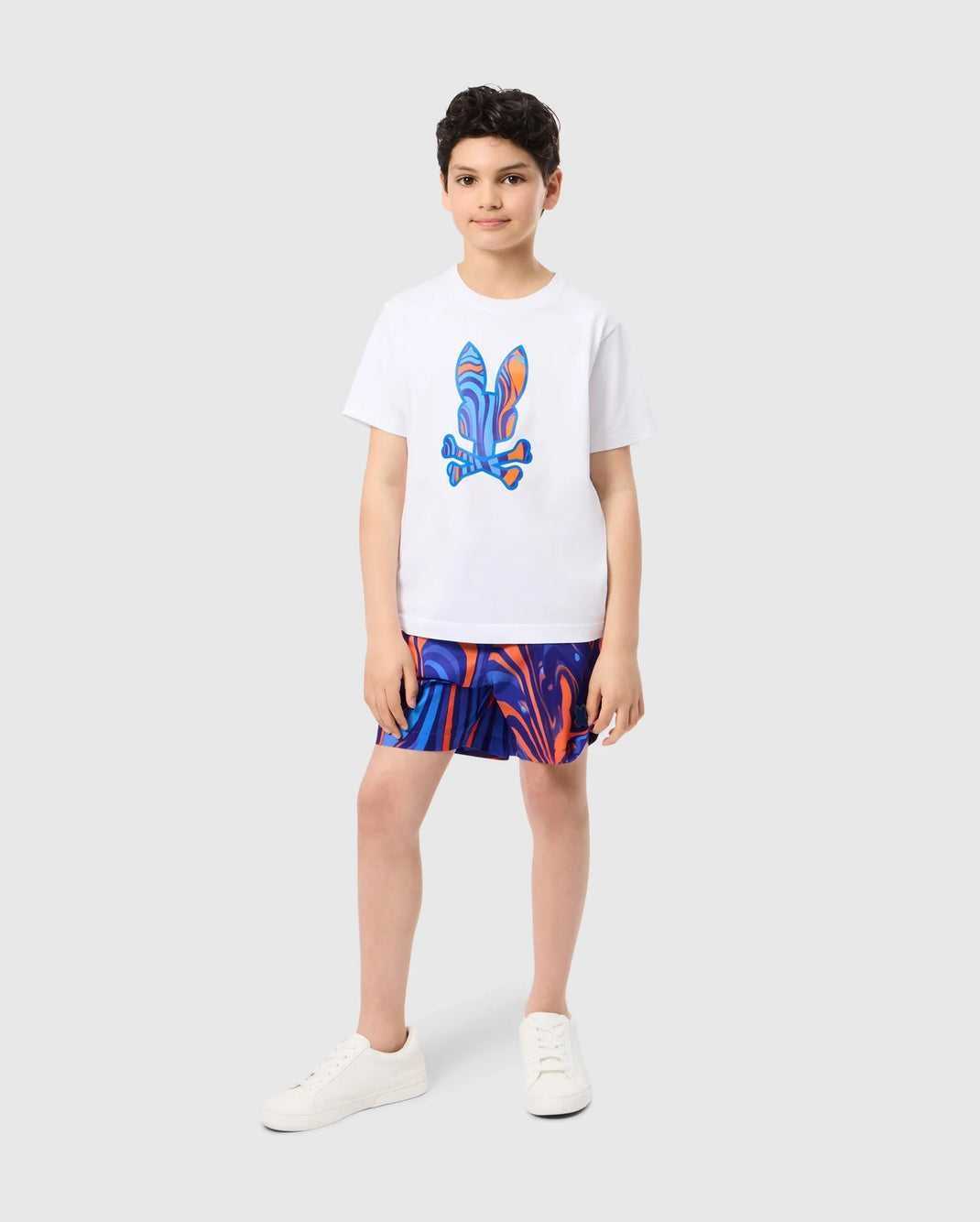 Slip de Bain Psycho Bunny Nevada All Over Print Swim Trunk Bleu Royal Clair Enfant | WZG-17020955